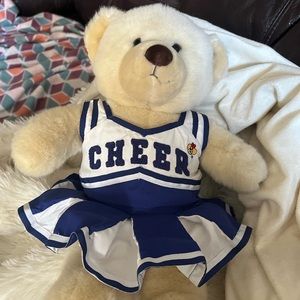 Build A Bear BABW Teddy Beige Brown Cheerleader Blue White 16" Stuffed Plush.